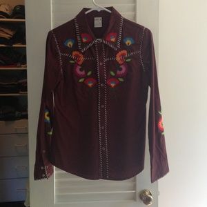 embroidered collared shirt, sz M