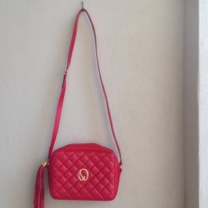 Red leather St. John shoulder purse.
