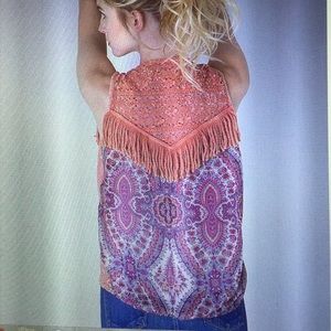 Fringed, patterned, orange Gimmicks vest