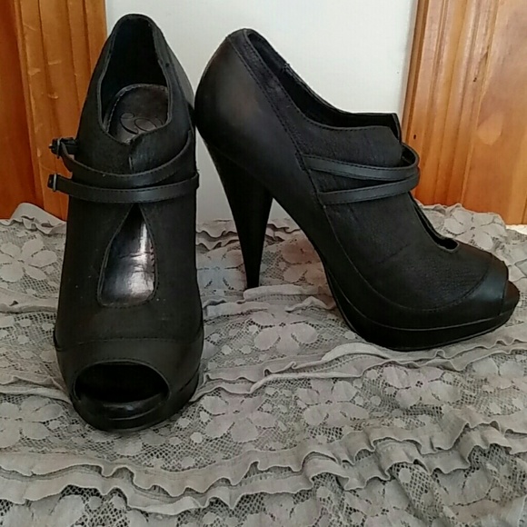 Black Leather High Heel Maryjanes by Fergie