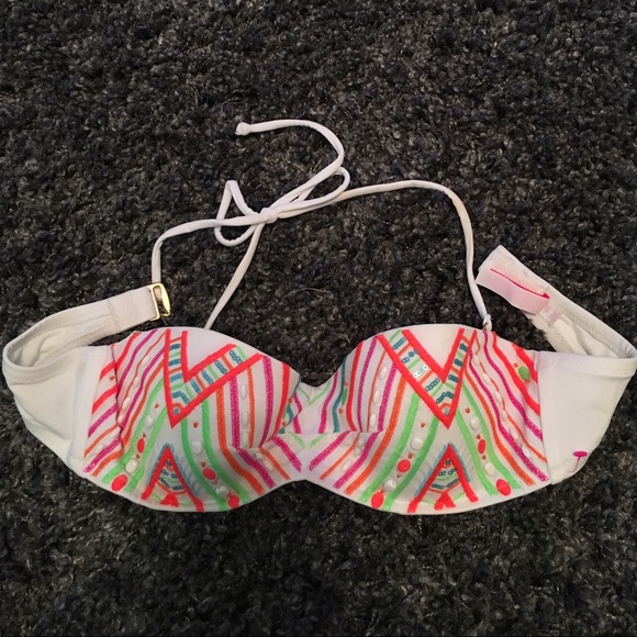 Beaded White Victoria's Secret Bikini Top