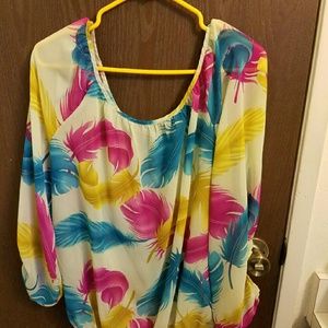 Cream and pink floral blouse