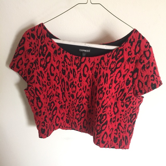 Red and Black Leopard Print Crop Top!