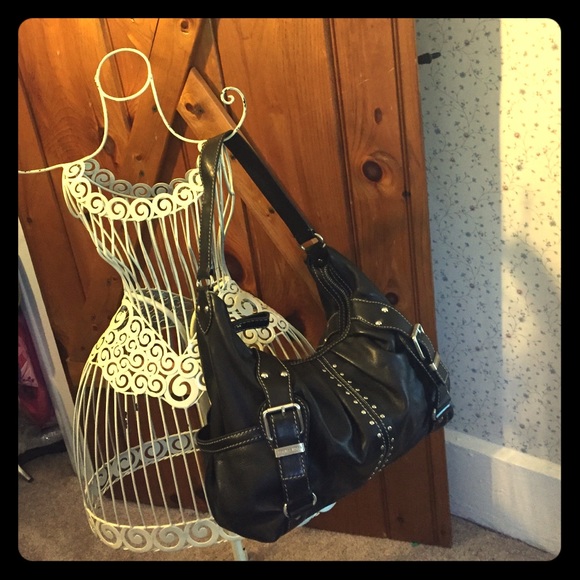 Like New-Michael Kors Black Boho Studded Bag