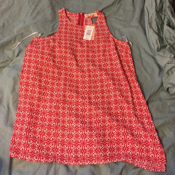 Pink Rose Woven Red and White top.