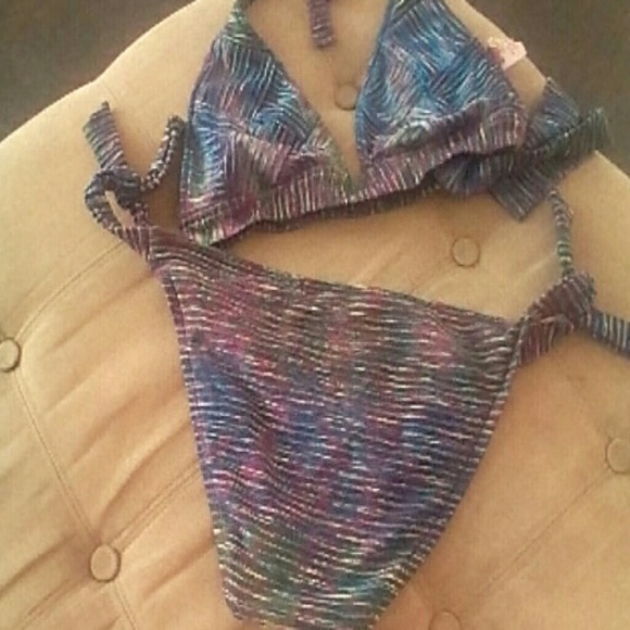 LUCKY BRAND TWO PIECE SWIM WEAR BLUE/PURPLE M - Picture 4 of 4