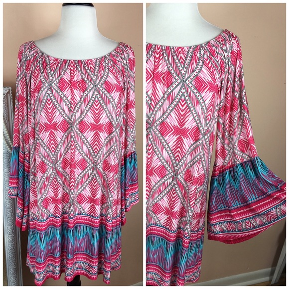 PLUS💕Boho Off Shoulder Tunic Dress - Picture 2 of 3