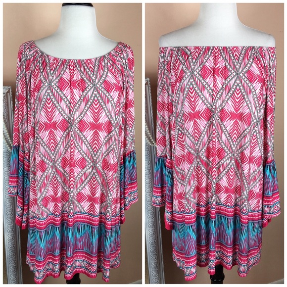 PLUS💕Boho Off Shoulder Tunic Dress - Picture 3 of 3