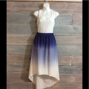 Blue and white ombre satin skirt