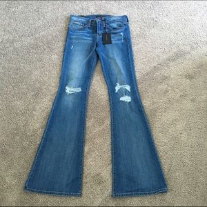 Flying monkey flare distressed denim