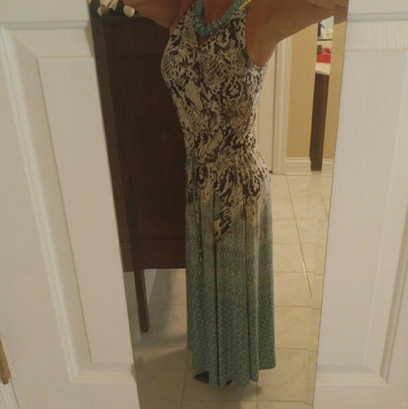 Animal print and turquoise dress. - Picture 1 of 4