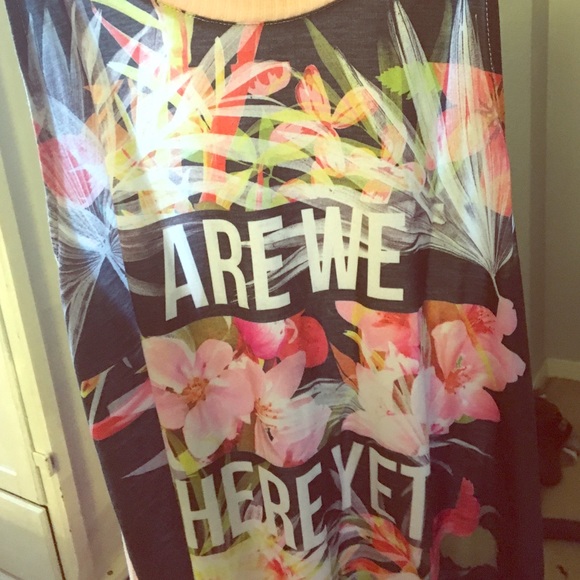 High neck are we there yet floral tank top.