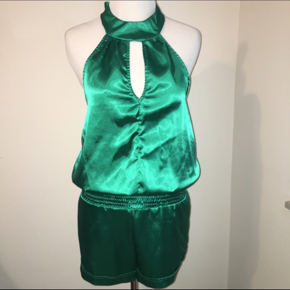 Arden B Green Jewel Tone halter Romper small