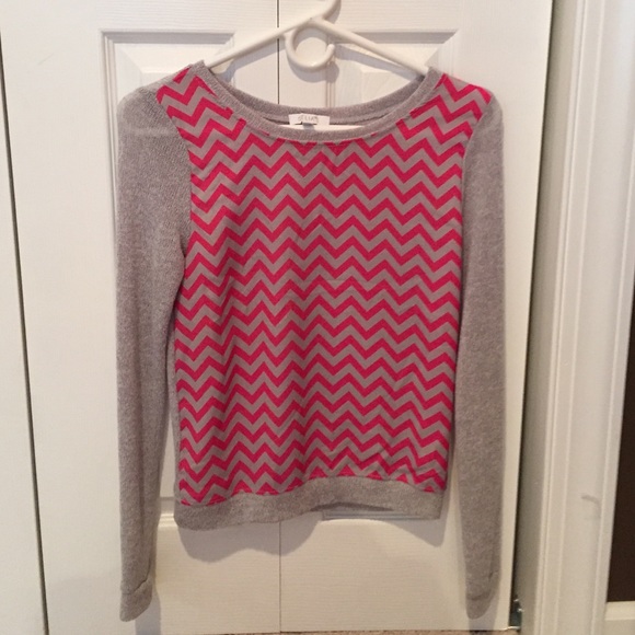 Grey and Pink Chevron Lightweight Sweater
