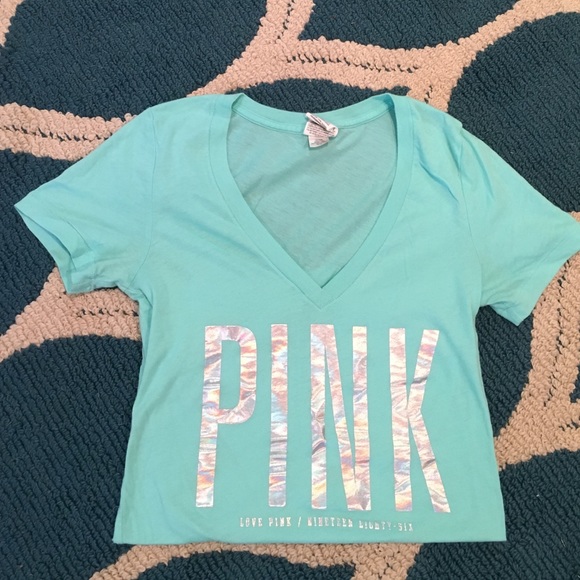 Pink V-neck shirt