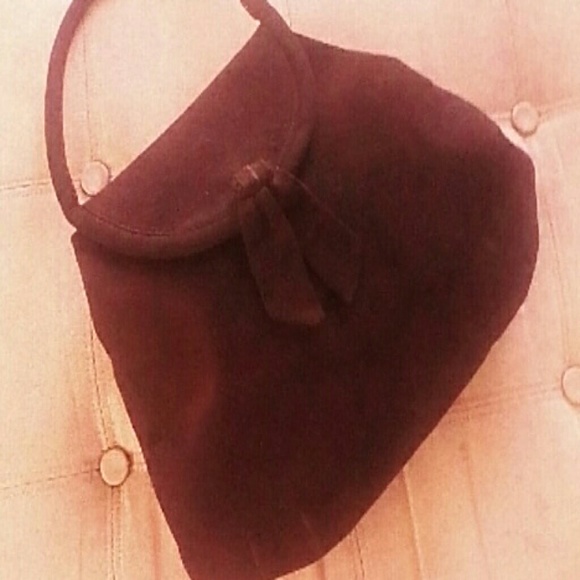 KORET NUESTETERS KID BROWN SUEDE HANDBAG VINTAGE - Picture 2 of 4