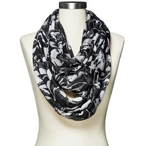 NWT Black and Off White Floral Infinity Scarf