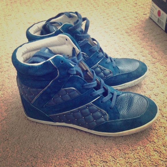 Navy Blue Follie Wedge Sneakers