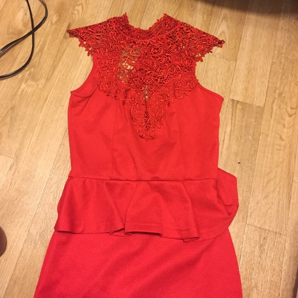High neck peplum dress