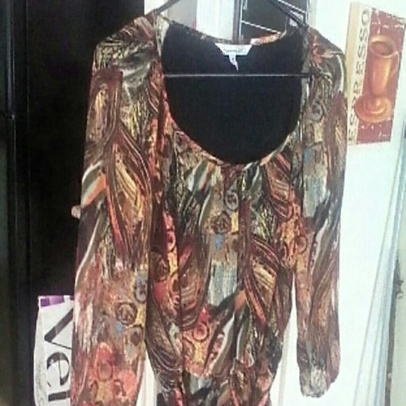 SPEECHLESS SHEER MULTICOLOR TULLE 3/4 SLEEVES M - Picture 2 of 4