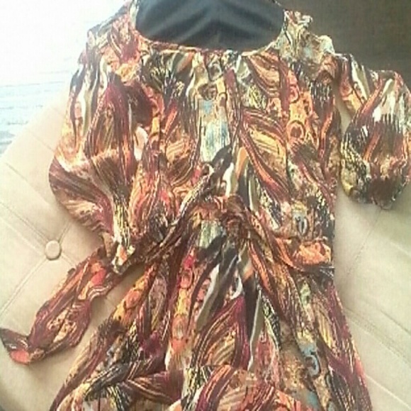 SPEECHLESS SHEER MULTICOLOR TULLE 3/4 SLEEVES M - Picture 3 of 4