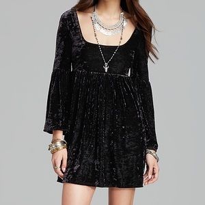 Free People Black Velvet Oh So Easy Babydoll Dress