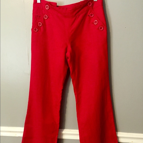 Red linen sailor pants