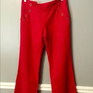 Red linen sailor pants