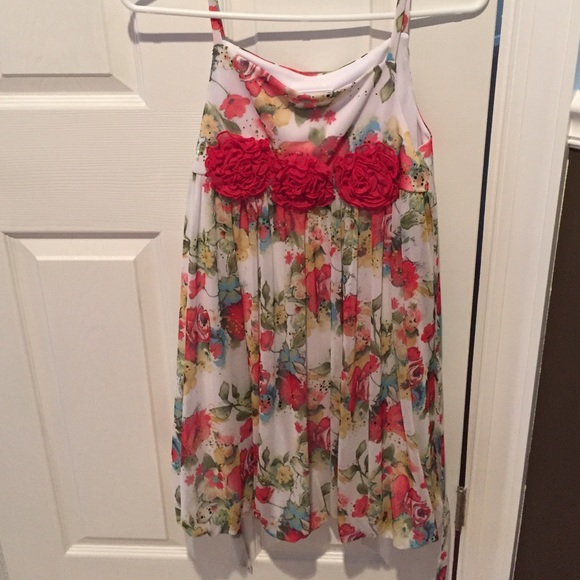Floral dress with Tulle Rosettes