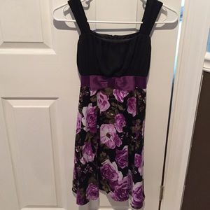 Purple floral dress with silk bow