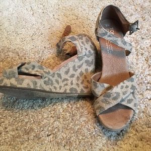 Natural Woven Strappy Cork Leopard Wedge Sandal