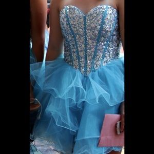 Bejeweled  blue quinceañera dress
