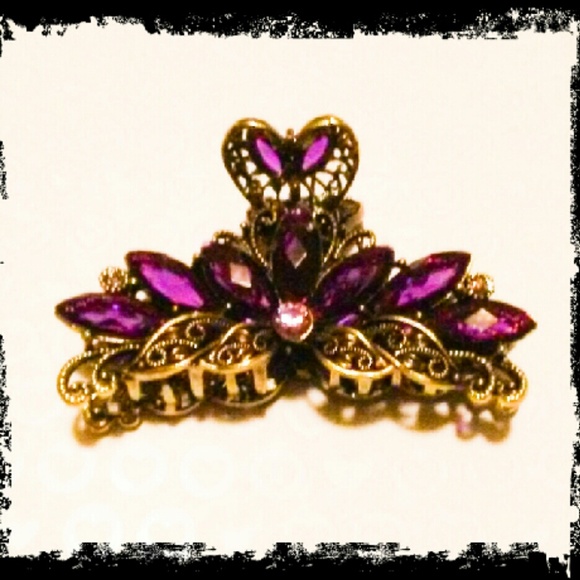 Purple Rhinestone Hair Clip Jewelry - Picture 1 of 2