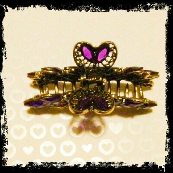 Purple Rhinestone Hair Clip Jewelry - Picture 2 of 2