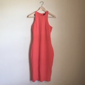 Coral Racerback Midi Dress