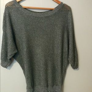 Sheer silver sweater top