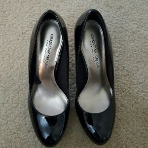 Black patent leather heels