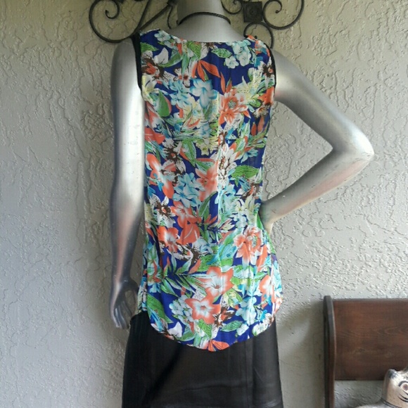 New Tropical Chiffon Overlay Blouse - Picture 4 of 4
