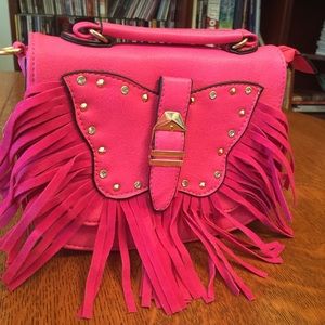 Cross body bag hot pink butterfly fringe 💖💞