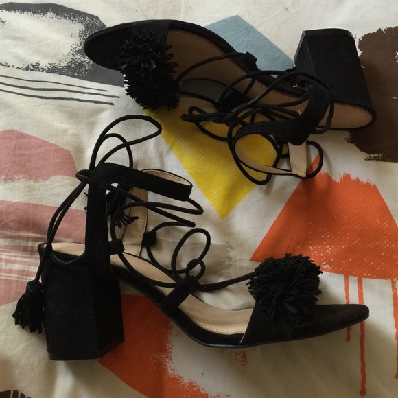 Zara High Heel Leather Lace Up Sandals