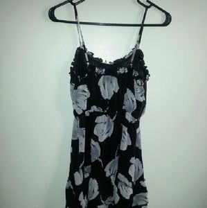 Black Summer Dress /white Flowers