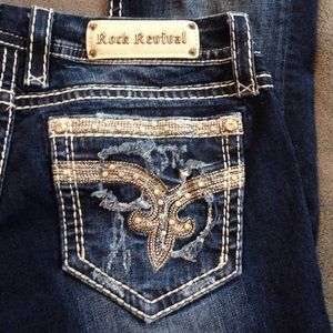 Women's Rock Revival jeans. 32 Easy Boot (sherry)