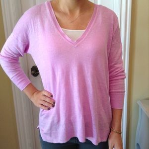 J. Crew Linen V-Neck Sweater
