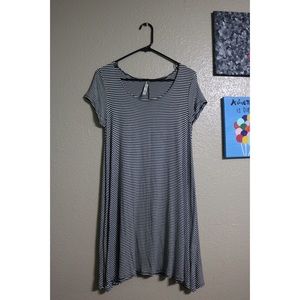 Black & white striped dress.