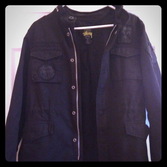 Stussy military style black jacket