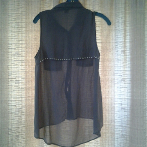 Khaki button up studded blouse - Picture 2 of 2