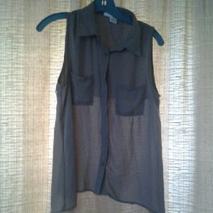 Khaki button up studded blouse