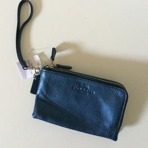 Metallic Blue Coach Wristlet Wallet/Clutch