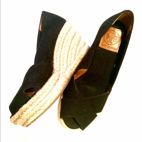 Black Tory Burch wedge espradrille