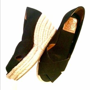Black Tory Burch wedge espradrille
